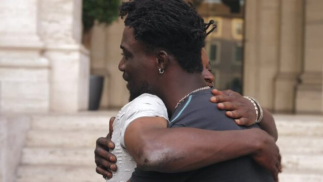 African friends close friends having a goodtime seeing each other since long tim