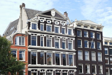 Amsterdam Herengracht Canal Historic House Facade with Pediment, Netherlands