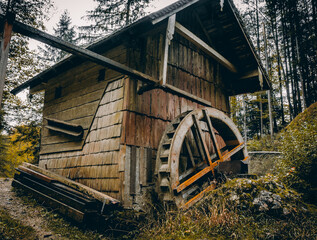 Water powered mill in autumn
