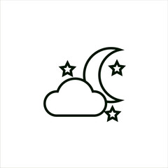 Cloud, moon and stars icon vector illustration symbol