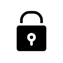 Padlock black glyph ui icon. Closed access to sensitive data. Cyber security. User interface design. Silhouette symbol on white space. Solid pictogram for web, mobile. Isolated vector illustration
