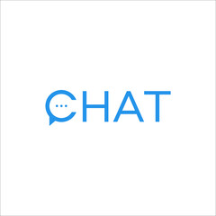 Chat logo text and bubble chat vector design