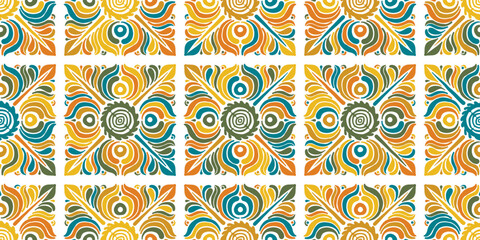 Geometric floral ornament, seamless pattern. Ethnic Background for your design