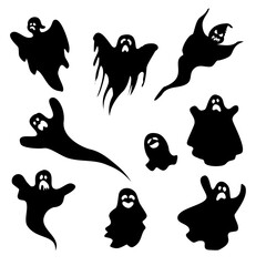 Ghosts cartoon style vector collection