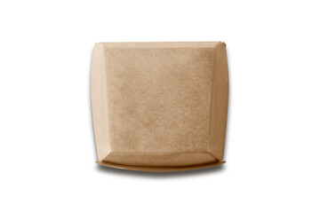 Kraft box for burger or other fast food mockup isolated o white background. 3d rendering.top view
