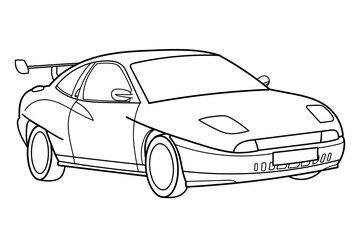 Fototapeta premium Outline drawing of a classic sport car from front and side view. Vector doodle illustration