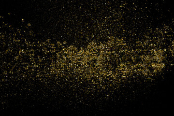 Gold Glitter Halftone Dotted Backdrop. Abstract Circular Retro Pattern. Pop Art Style Background. Golden Explosion Of Confetti. Digitally Generated Image. Vector Illustration, Eps 10.  