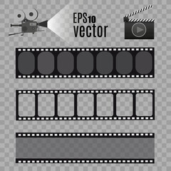 
Movie camera, vector illustration. Installed on a transparent background.Cinema equipment.