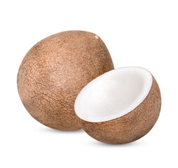 The coconut meat is peeled isolated on transparent background. (.PNG)