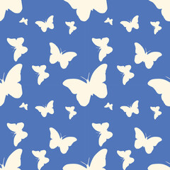 Blue patterns with Butterflies. Seamless pattern illustration.