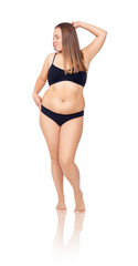 Fototapeta premium Confident woman with overweight natural body posing.