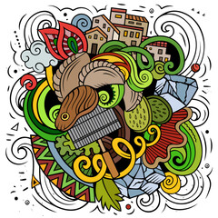 Argentina hand drawn cartoon doodles illustration. Funny design.