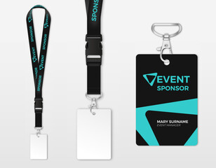 Wide ribbon lanyard template with identification card - 537803549