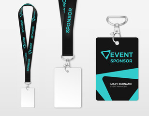 Wide ribbon lanyard template with identification card