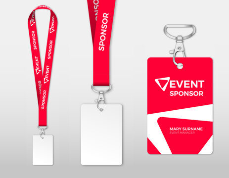 Wide ribbon lanyard template with identification card