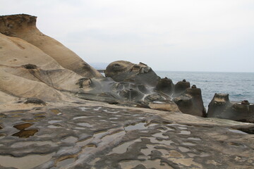 Yehliu natural landscape at Yehliu Geopark in Taiwan 19 April 2011