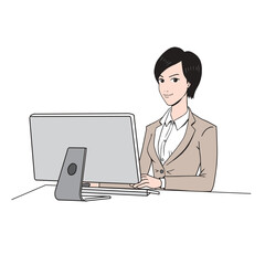 日本人のパソコンをするビジネスウーマン