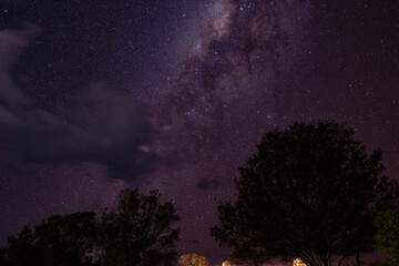 Obraz na płótnie Canvas night photo with milky way in the starry purple sky