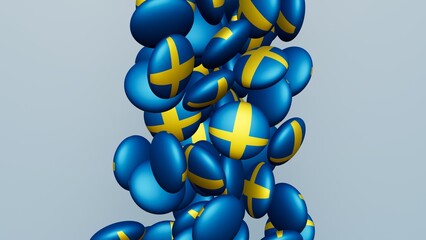 3D rendering of actual colored candy with a flag of Sweden , isolated 