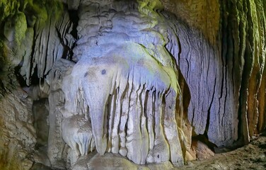 Beautiful shot of rocky formations inside the cave in Malaysia