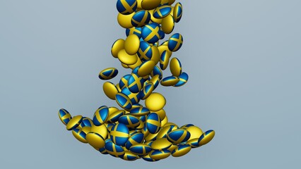 3D rendering of actual colored candy with a flag of Sweden , isolated 
