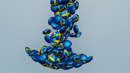 3D rendering of actual colored candy with a flag of Sweden , isolated 