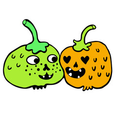 cartoon style vector illustration halloween pumpkins
