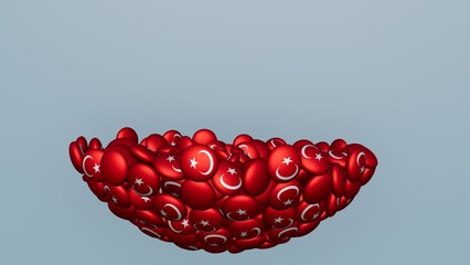 3D rendering of actual colored candy with a flag of Turkey , isolated 