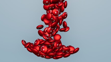 3D rendering of actual colored candy with a flag of Turkey , isolated 