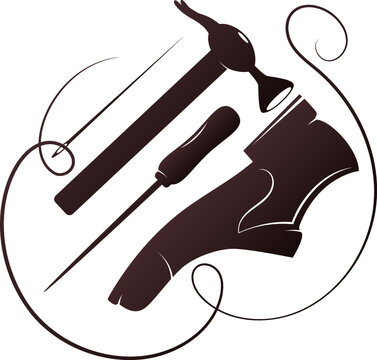 brown shoemaking tools silhouette design clip art preview