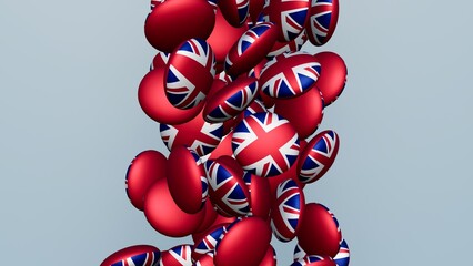 3D rendering of actual colored candy with a flag of United Kingdom , isolated 