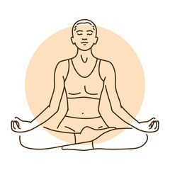 Padmasana color line illustration. Pictogram for web page