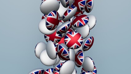 3D rendering of actual colored candy with a flag of United Kingdom , isolated 