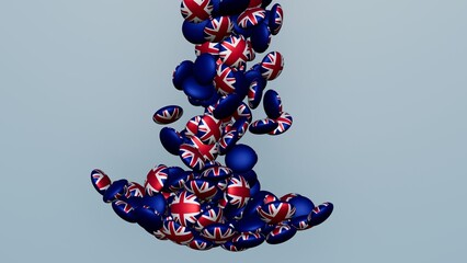 3D rendering of actual colored candy with a flag of United Kingdom , isolated 