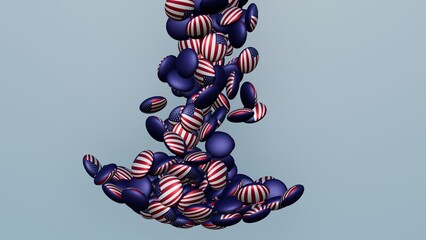 3D rendering of actual colored candy with a flag of the United States , isolated 
