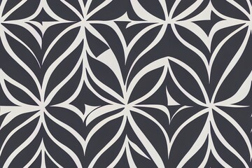 Fototapeta premium Seamless geometric pattern. Geometric simple fashion fabric print. 2d repeating tile texture. Roof tiling or fish squama shapes motif. Single color, black and white. Usable for fabric, wallpaper