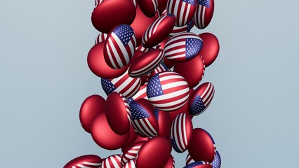 3D rendering of actual colored candy with a flag of the United States , isolated 