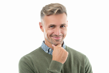 glad unshaven man has stubble. studio shot of unshaven man. mature unshaven man