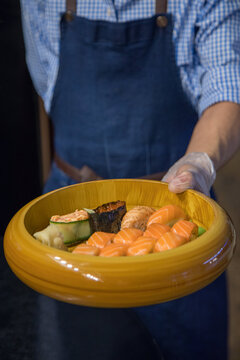 King Salmon Roll And Carrot Ingredient,  With Kamchatsky Crab, Arugula, Avocado,