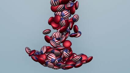 3D rendering of actual colored candy with a flag of the United States , isolated 