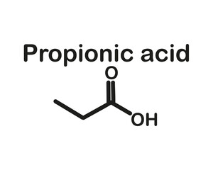 Chemical structure of  propionic acid. Vector illustration