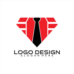 Vector diamond logo design with heart concept with wings and tie.