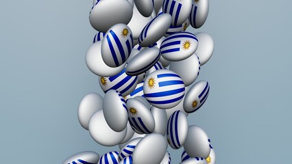 3D rendering of actual colored candy with a flag of Uruguay , isolated 