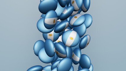 3D rendering of actual colored candy with a flag of Argentina , isolated 