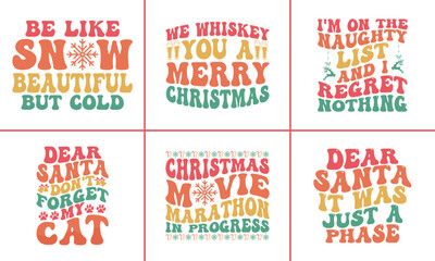 Fototapeta na wymiar Christmas Trendy T-shirt Design Bundle