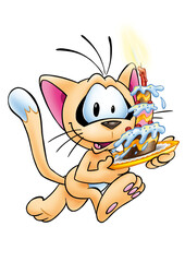 Chat cartoon anniversaire