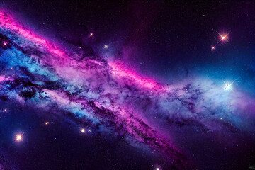 Colorful universe and galaxy. Nebula and stars in the galaxy landscape. 3D Illustration