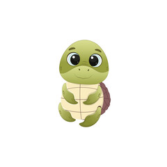 Cute cartoon turtle character.Turtle isolated on white background.Vector illustration for design and print