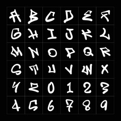 Hand drawing graffiti alphabet with street style