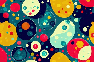 Various colorful melting smiling Faces. Lava lamp, water drops, drug trip style. Retro vintage color palette. Hand drawn abstract 2d seamless Pattern. Background, wrapping paper